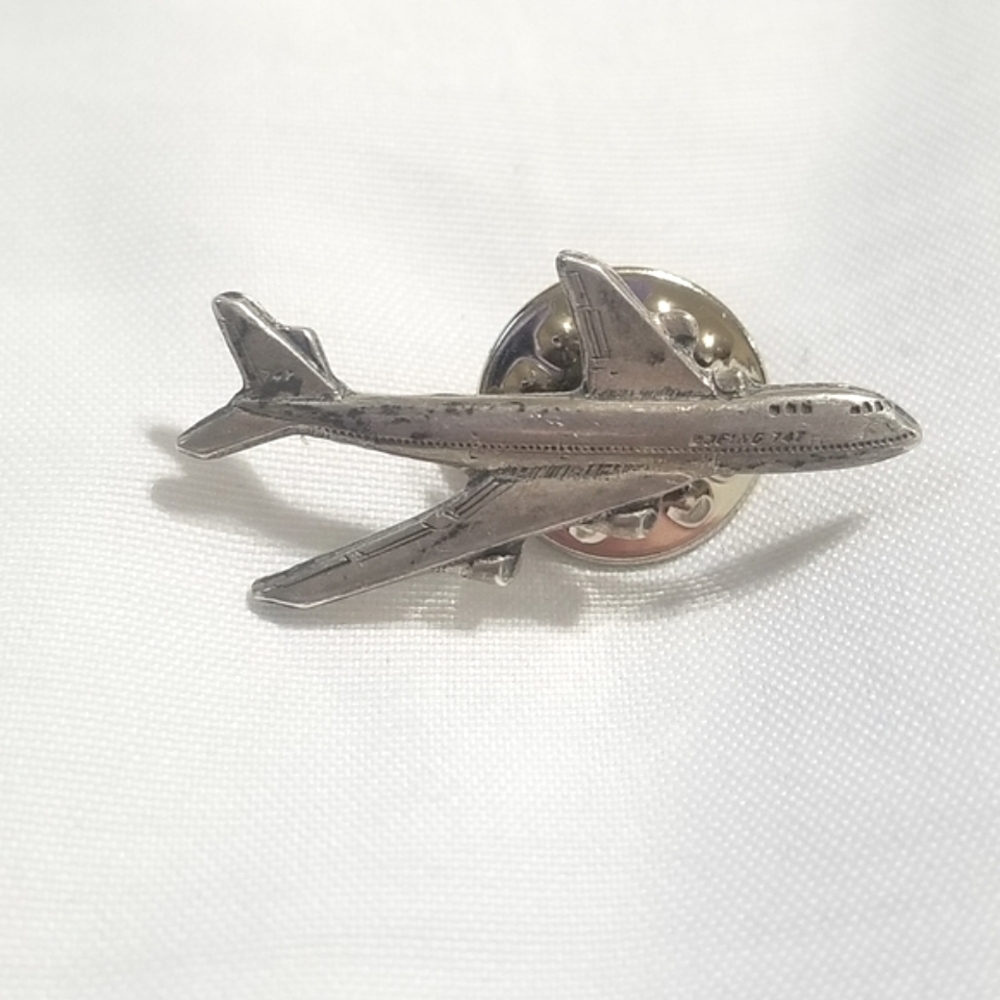 Vintage Boeing 747 Airplane Sterling Pin